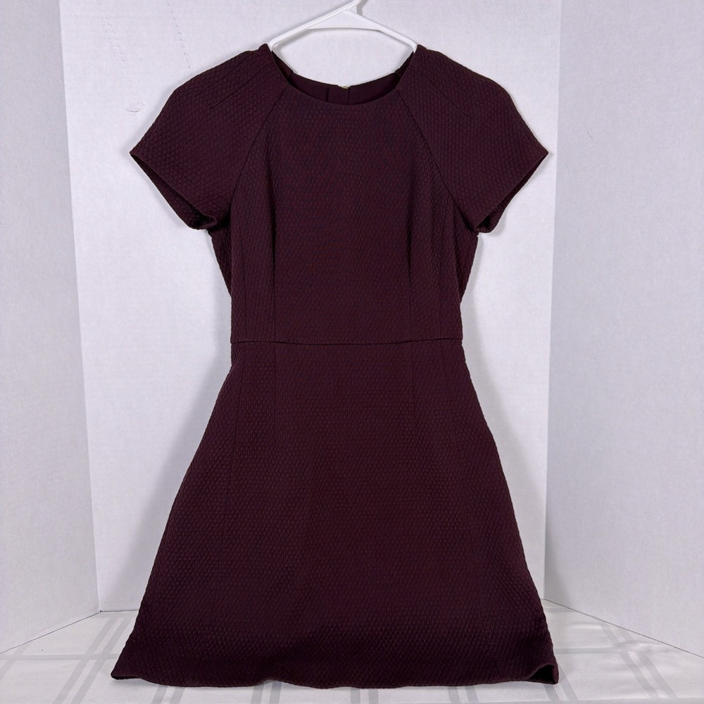 Banana Republic Maroon Round Neck Cap Sleeve Zip Sheath Dress Maroon Size 00P